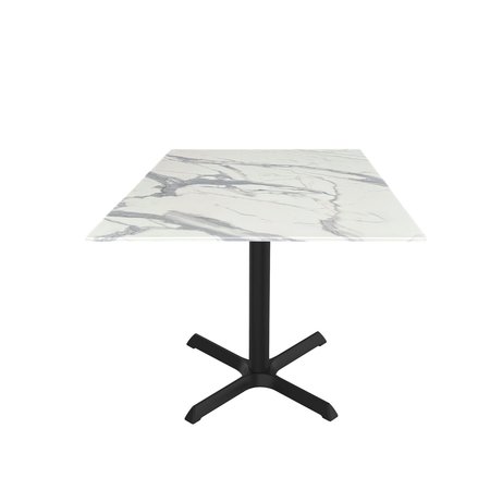 HOLLAND BAR STOOL CO 30 Tall OD211 Black Table Base w30x30 foot and 32x32 Square White Marble Top, IndoorOutdoor OD211-3030BWODS32SQWM